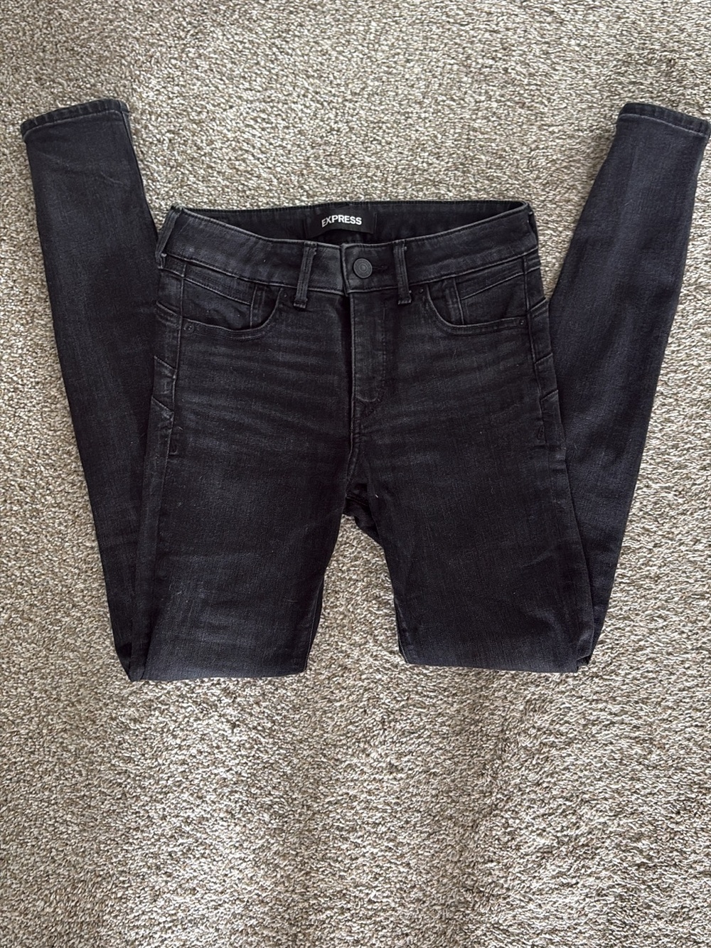 Express Washed Black High-Rise Skinny Jeans